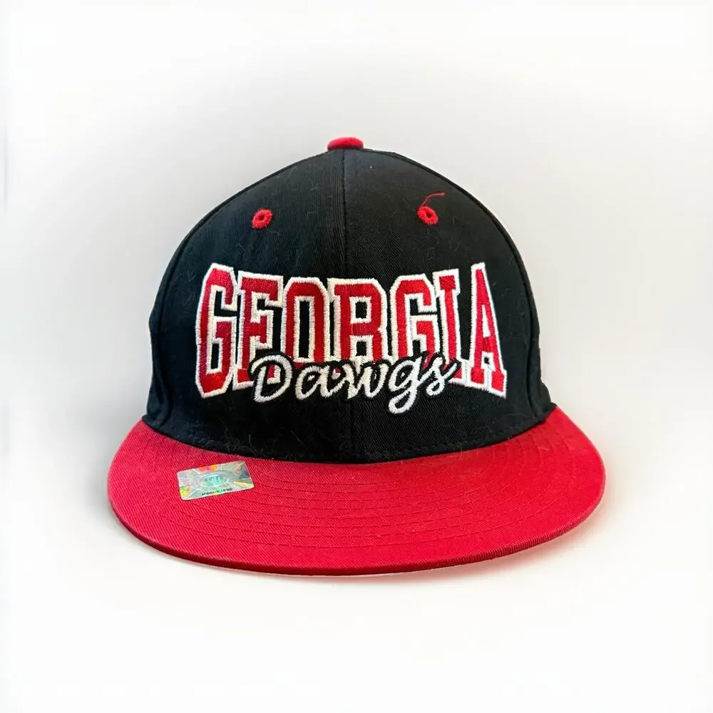 Top Of The World Mens Black Red Georgia Dawgs Bulldogs Adjustable SnapBack Hat